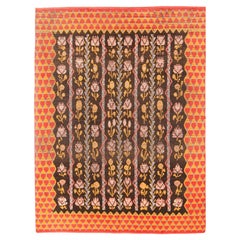 Antique Swedish Rug with a Floral Motif