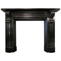 Antique Early 19th Century Irish Black Marble Fireplace Mantel