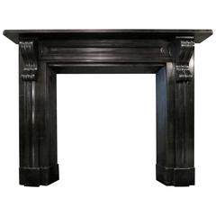 Antique Early 19th Century Irish Black Marble Fireplace Mantel 12