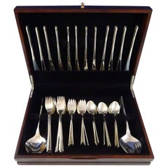 Vintage Vision International Sterling Silver Flatware Set 12 Service, Mid-Century Modern