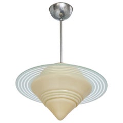 Swedish Designer, Pendant Light, Nickel, Glass, Sweden, 1930s
