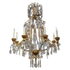 Italian Giltwood and Crystal Pagoda Chandelier