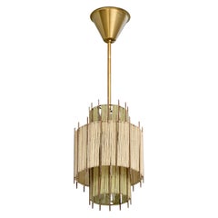 Swedish Designer, Pendant Light, Brass, Fabric String, Sweden, 1950s