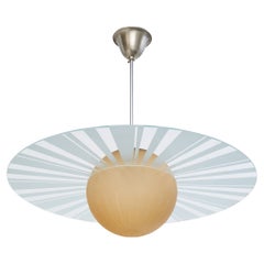 Edward Hald, Pendant Light, Nickel, Glass, Sweden, 1930s