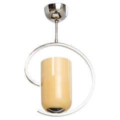 Schwedische Designerin, Pendelleuchte, Chrom, Glas, Schweden, 1950er Jahre