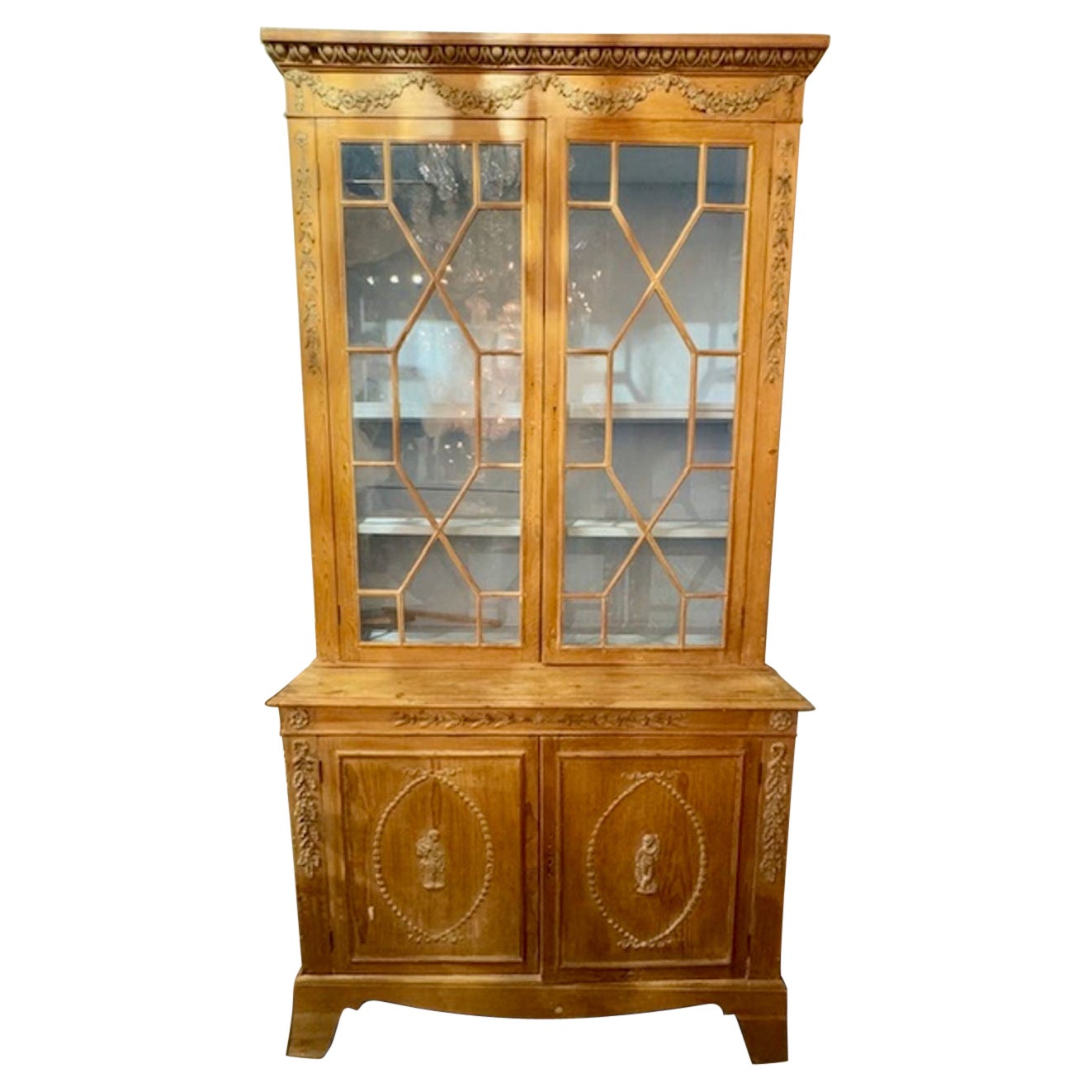 English Neo-classical Pine Display Cabinet