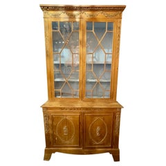 Antique English Neo-classical Pine Display Cabinet