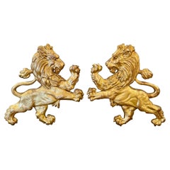 Pair of Italian Giltwood Lions