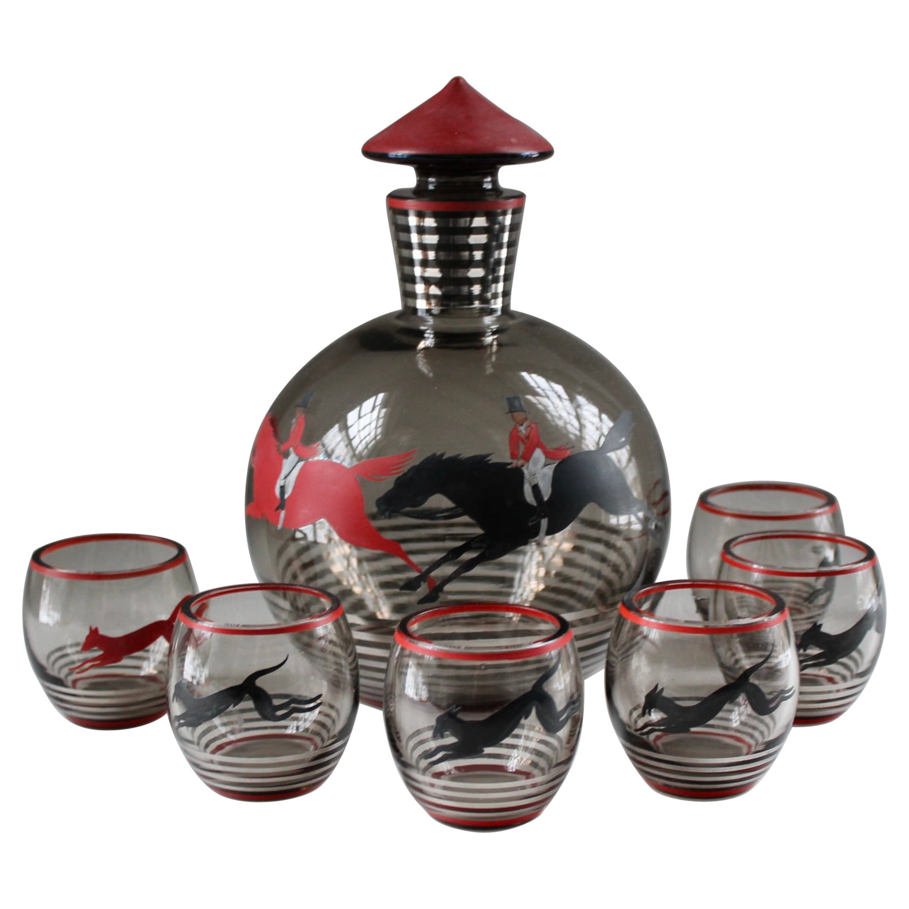 Juego de Jarra Deco Checa "Caza del Sabueso en venta