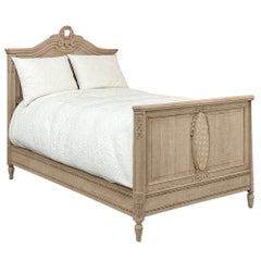 Antique Country French Louis XVI Stripped 3/4 Cama