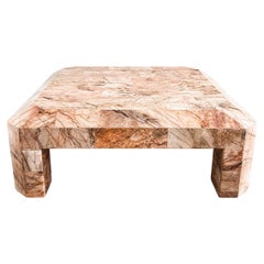 1970s Monumental Tessellated Mexican Pink Onyx Coffee Table, Restored