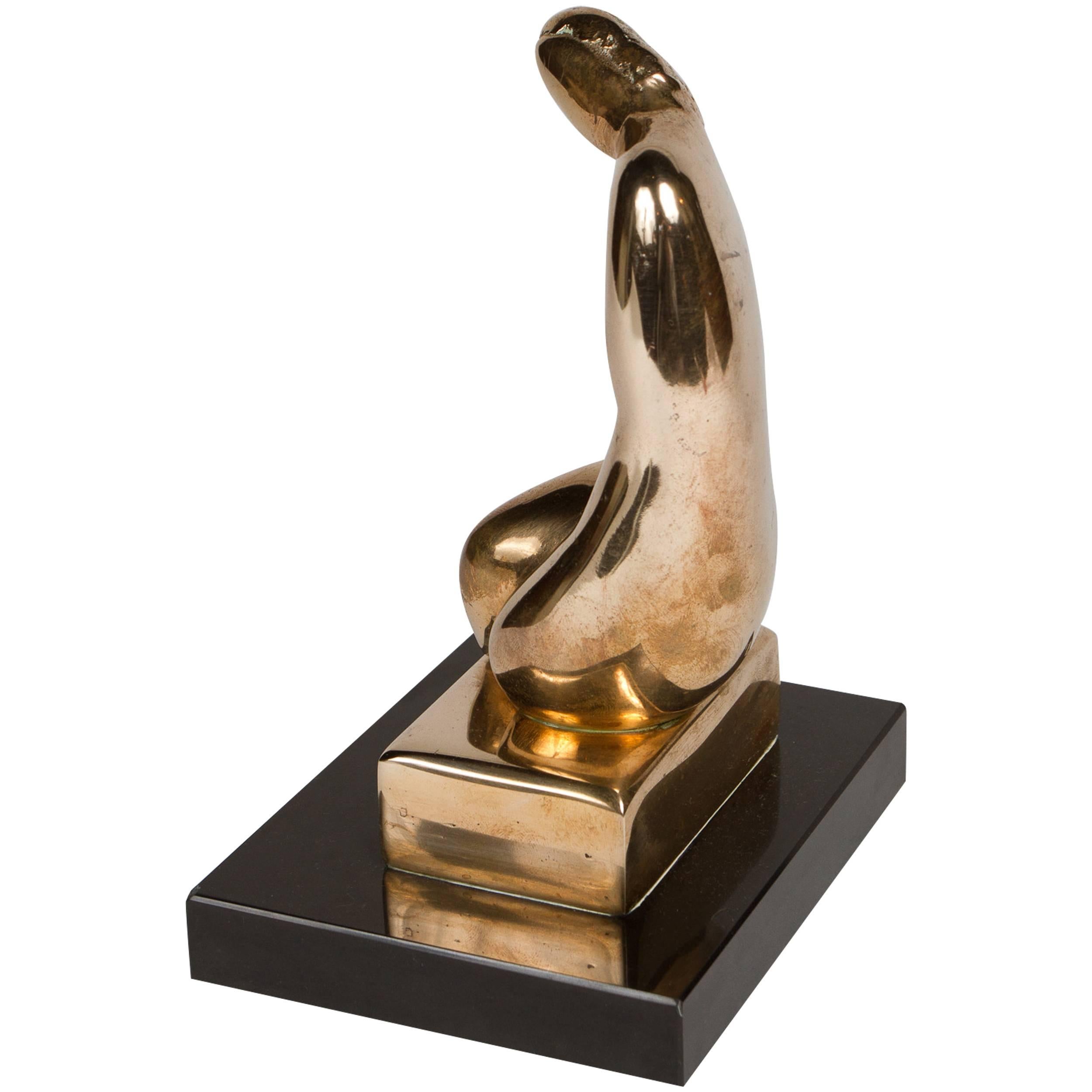 Polished Bronze Abstract Sculpture of a Woman