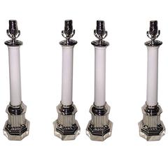 Set of Four Nickel-Plated Table Lamps 10