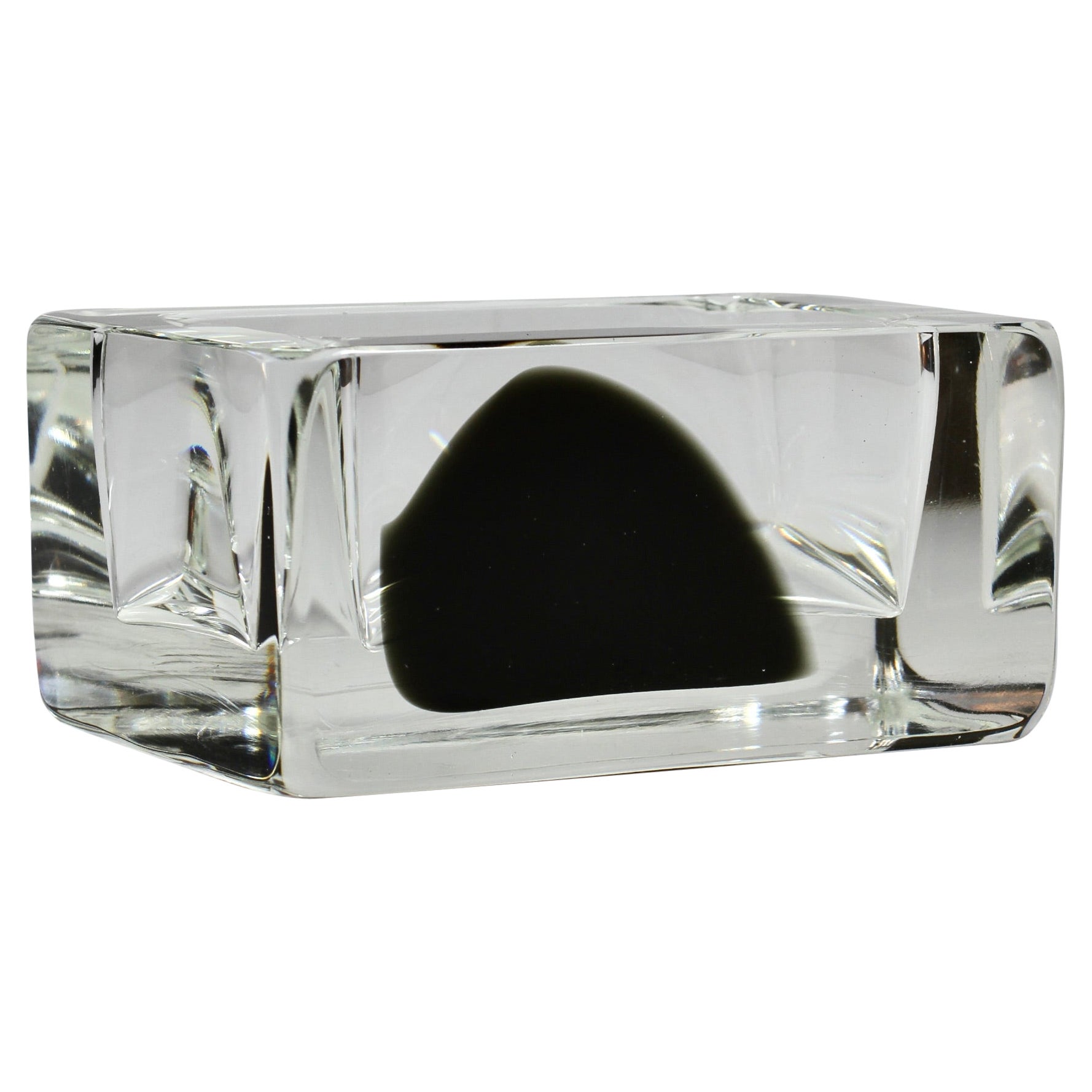 1 de 30 Cenedese Bol, plat ou cendrier rectangulaire en verre de Murano noir et transparent
