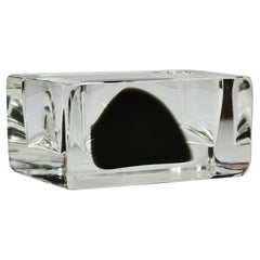 1 de 30 Cuenco, Plato o Cenicero Rectangular Cenedese de Cristal de Murano Negro y Transparente