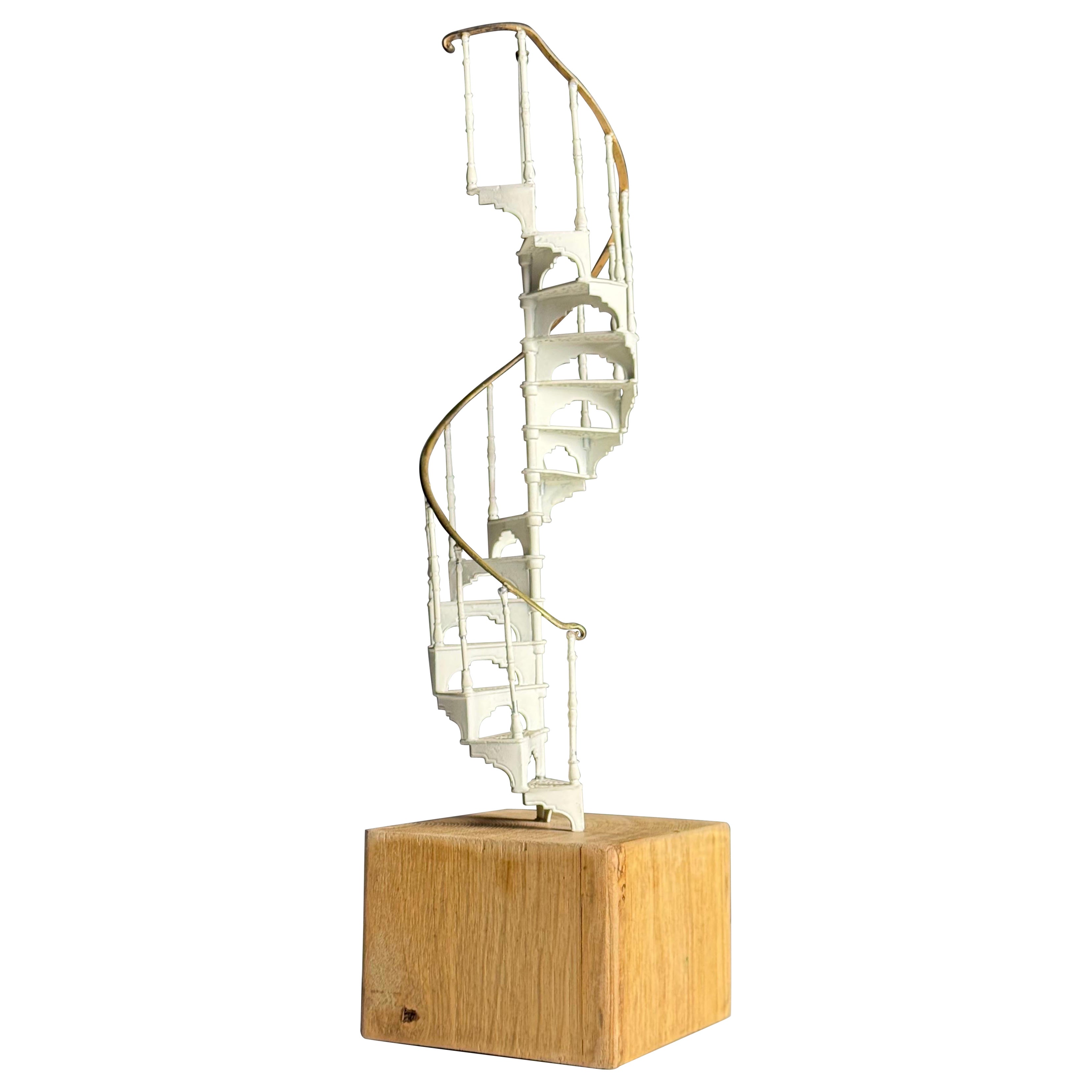 Architectural Staircase Model white metal 20th century For Sale