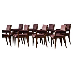 Italian Dining Armchairs in Mohair, Set of Eight