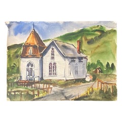 Dorothy Sklar Signed Mid-Century California Original Landscape & Church Painting