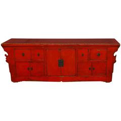 Chinese Red Lacquer Sideboard Console Table 9