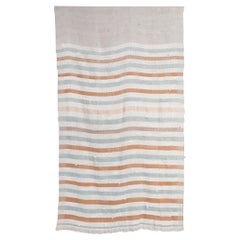 Catarina Riccabona, Handwoven Linen Throw 'Stripes Pale Green & Rust'
