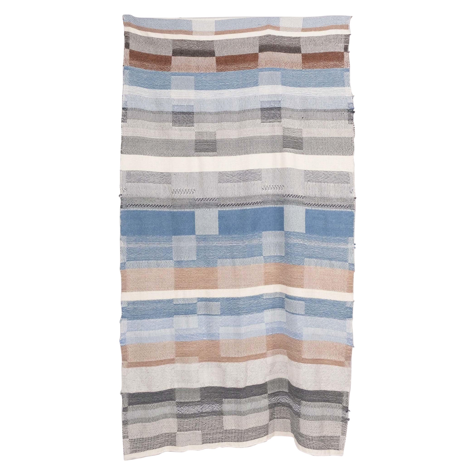 Catarina Riccabona, Handwoven Alpaca Throw 'Greys and Indigo Blue'
