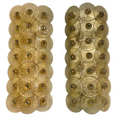 Pair of Modern Gold Disc Mazzega Manner Sconces