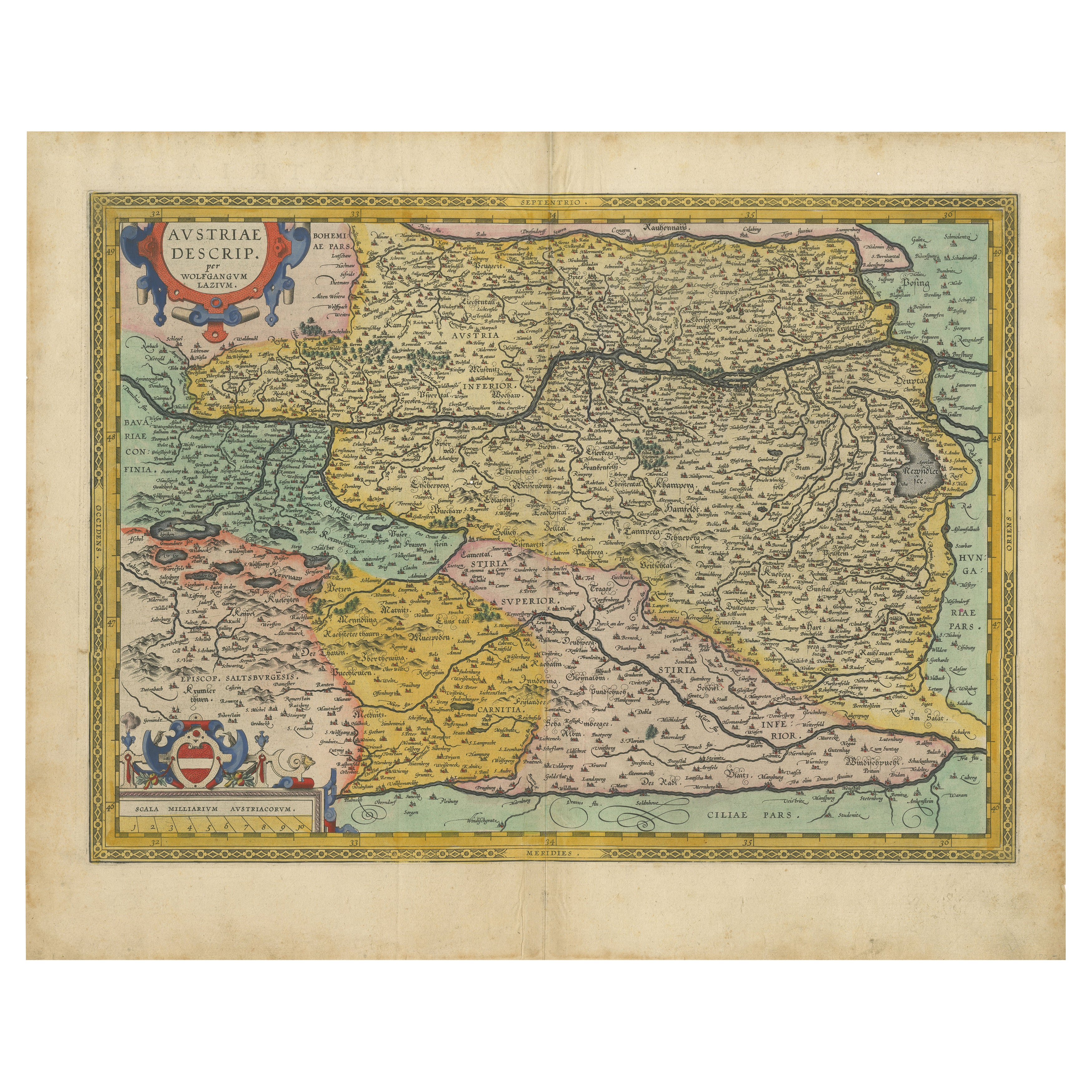 Österreich von Wolfgang Lazius - Eine prächtige Karte von Ortelius aus dem 16. im Angebot