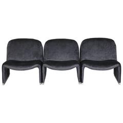 Set of Three "Alky" Chairs Designed by Giancarlo Piretti for Castelli in Velvet