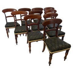 Antique Victorian Set of 10 Quality Mahogany Dining Chairs