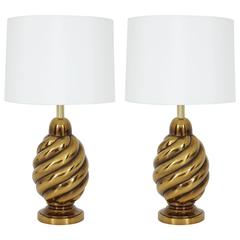 Pair of Aged Brass Lamps by Westwood Lighting 11