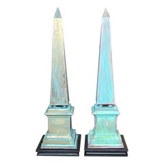 Stunning Pair of Solid Brass Obelisks - A Touch of Ancient Elegance