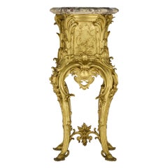 Large Rococo Style Ormolu and Marble Pedestal after Caffieri