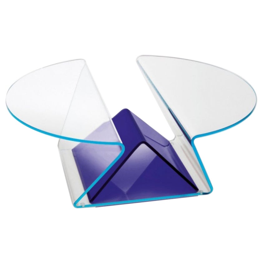 Tavolo basso 'Glas Italia PLISSE' in blu di Mario Bellini