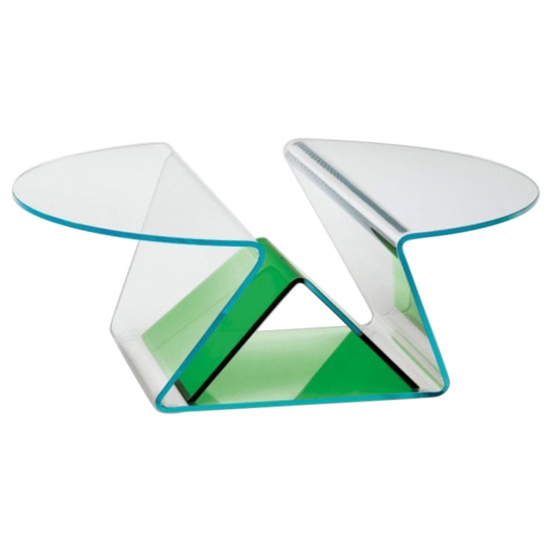 Tavolo basso 'Glas Italia PLISSE' in verde smeraldo di Mario Bellini
