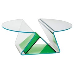 Glas Italia PLISSE' Low table in Emerald green by Mario Bellini