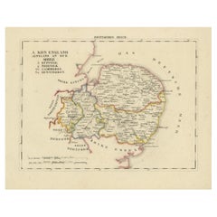 Antike Karte des östlichen Englands von 1830 mit Suffolk, Norfolk Cambridge, Huntingdon, Huntingdon
