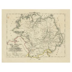 Antique 1830 Map of Ulster, Ireland with Armagh, Down, Antrim, Donegal, Tyrone