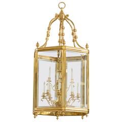 Vintage Monumental Brass and Glass Twelve-Light Foyer Pendant
