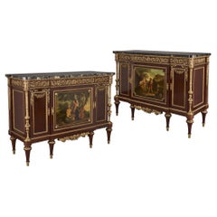 Pair of French Antique Vernis Martin Commodes by Durand