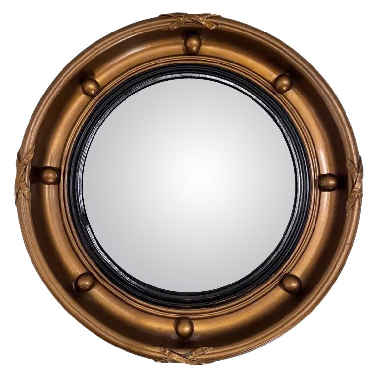 Antique English Regency Convex Mirror For Sale