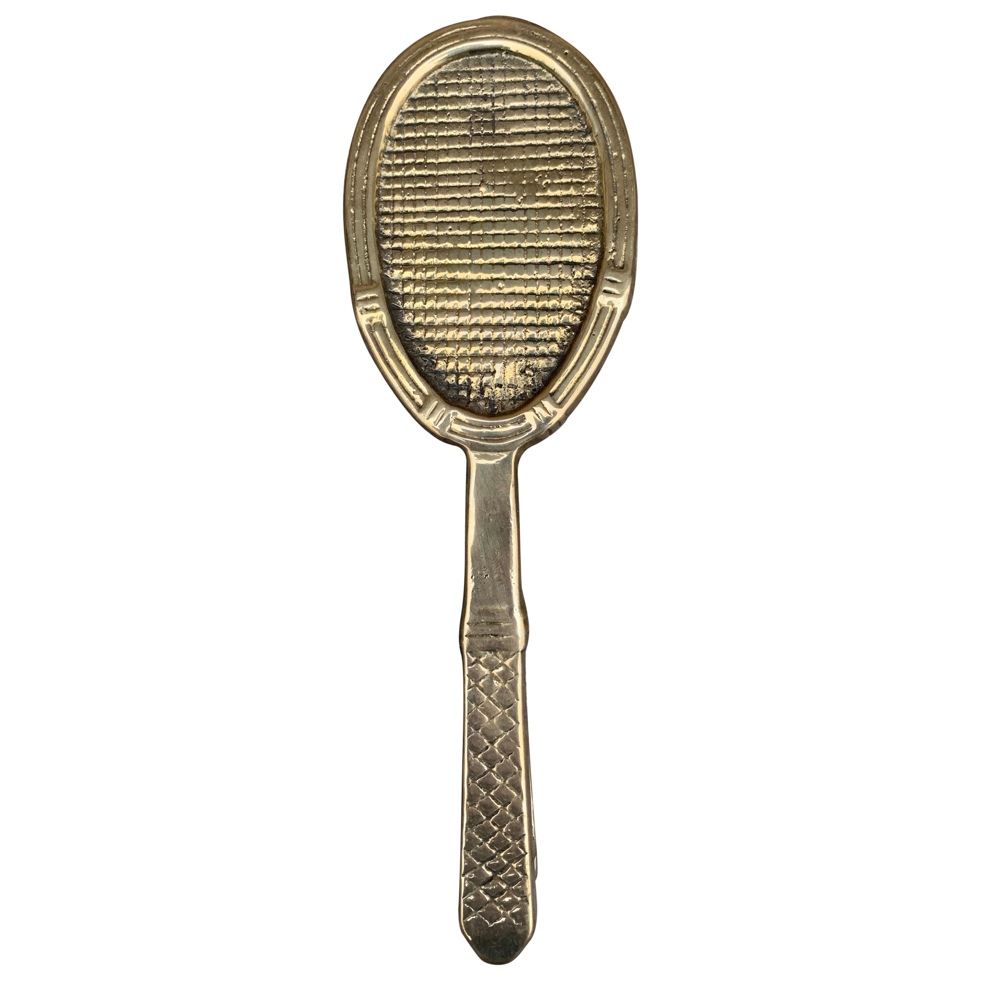 Battente per porta con racchetta da tennis in ottone fuso vintage in vendita