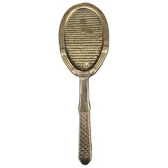 Battente per porta con racchetta da tennis in ottone fuso vintage