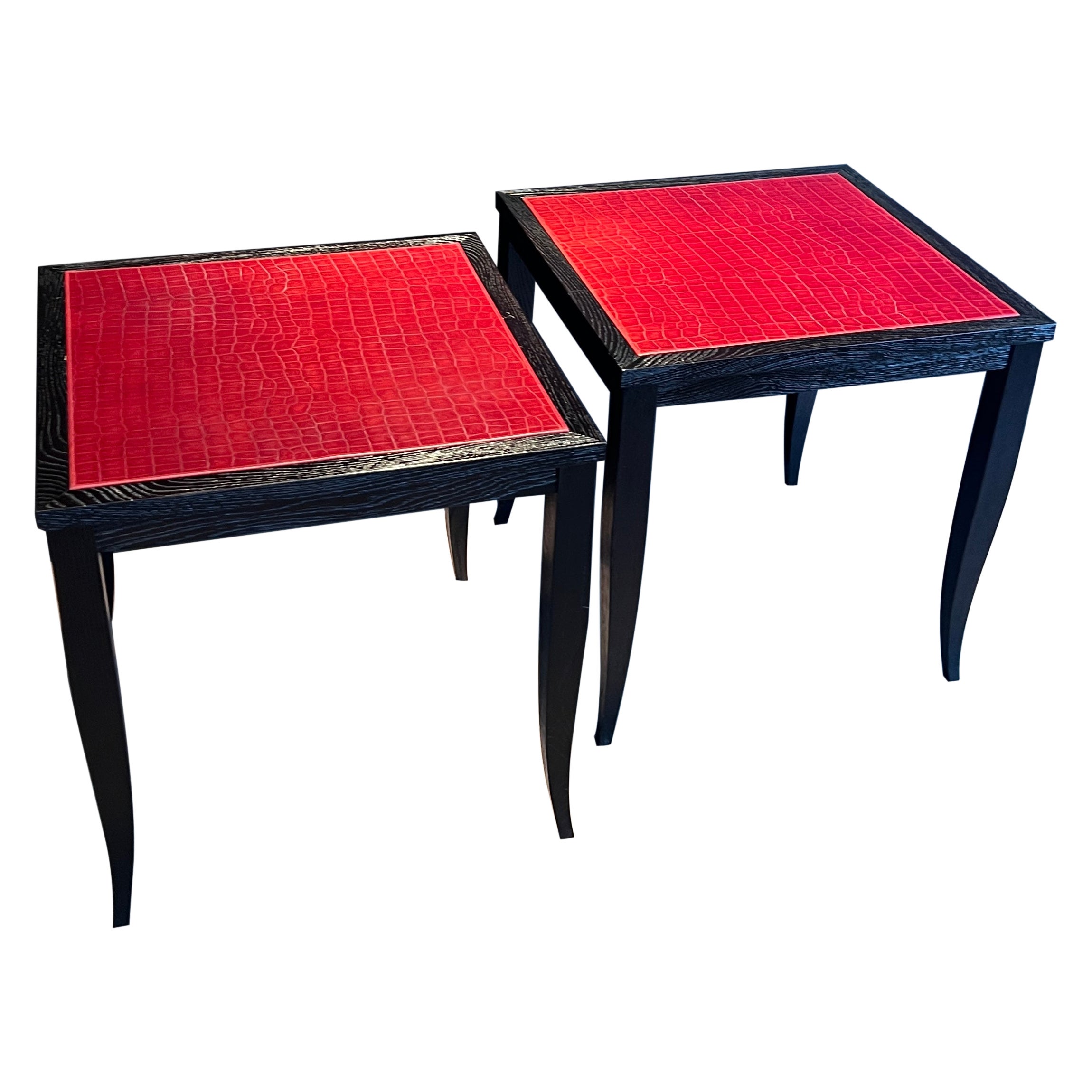 Beistelltische aus Leder und Holz von Elitis im Angebot