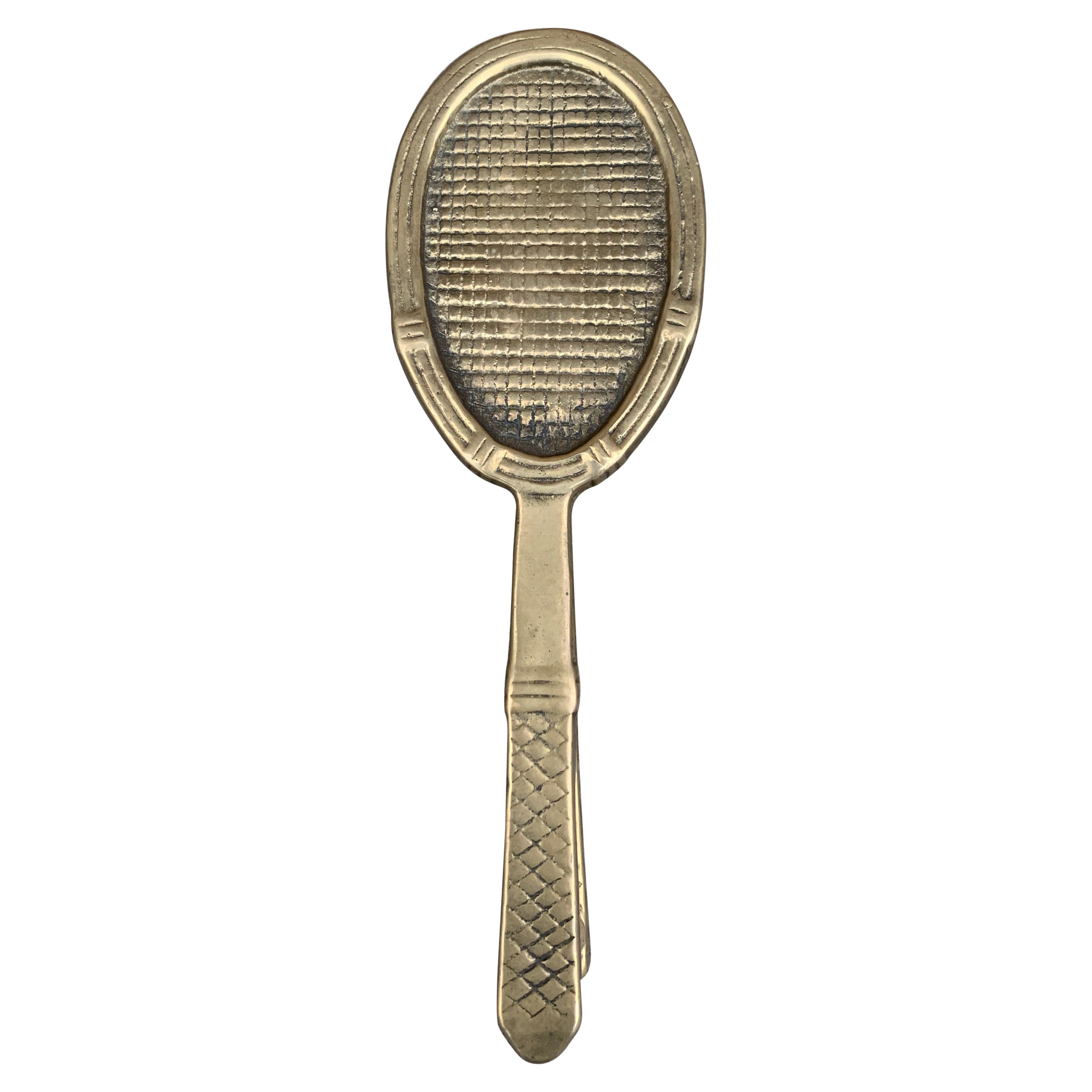 Battente per porta con racchetta da tennis in ottone fuso vintage