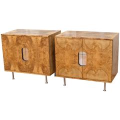 Rare Pair of Elm Burl Cabinets by Milo Baughman for Thayer Coggin