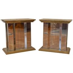 Pair of Xl Brass and Chrome Pedestals or Table Bases in the Style of Mastercraft