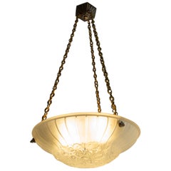 Lampadario a sospensione da soffitto in vetro Lustre Art Glass francese, 1925 circa