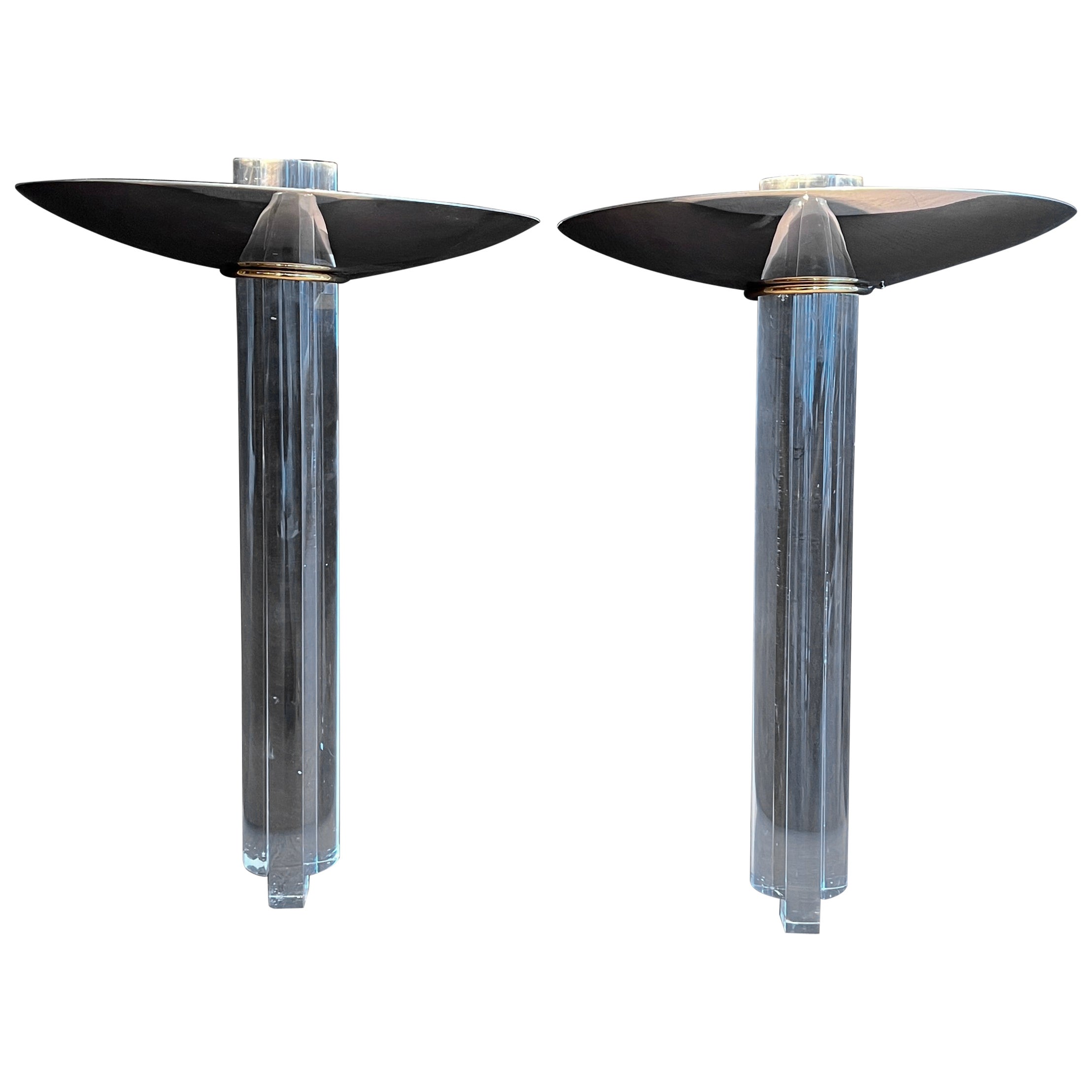 Wall Lamps with Acrylic  and Metal Shade For Sale