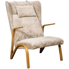 Vintage Wing Armchair in Clear Walnut by Paul Bode, circa 1955
