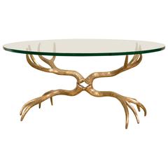 Antlers Coffee Table in Gilt Bronze in the Style of Arthur Court, circa 1970